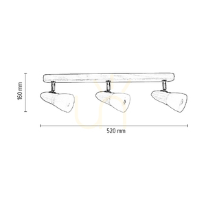 Julietta Ceiling Light, 3xE14, 40W, Bleached Oak small 2