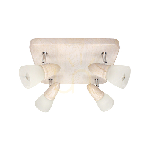 Check Julietta Ceiling Light, 4xE14, Max. 40W, Bleached Oak/Chrome/White, 30 cm
