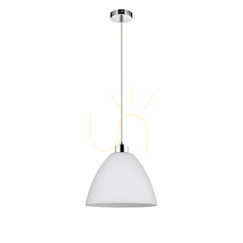 Check Globe Pendant Light, 1xE27, Max. 60W, Chrome/White, Ø27 cm