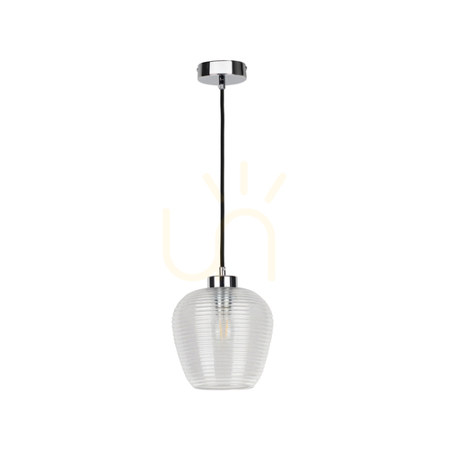Check Pulsar Pendant Light, 1xE27, 60W, Chrome/Black/Clear, Ø20 cm