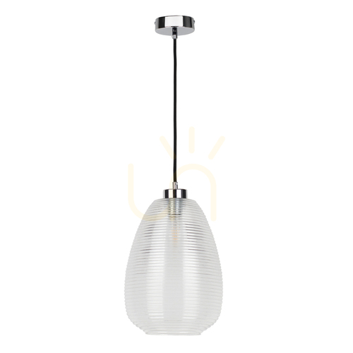 Check Pulsar Pendant Light, 1xE27, 60W, Chrome/Black/Clear, Ø24 cm
