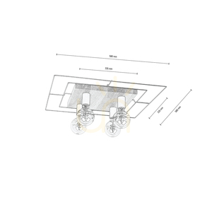 Chester Ceiling Light, 4xE27, Max. 60W, Oiled Oak/Black, 58 cm small 1