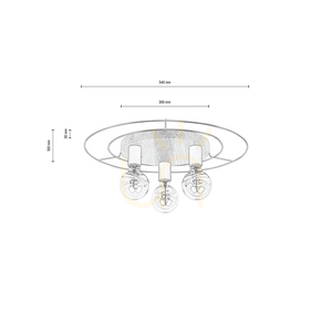 Chester Ceiling Light, 3xE27, Max. 60W, Oiled Oak/Black, Ø54 cm small 1