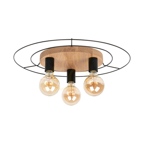 Check Chester Ceiling Light, 3xE27, Max. 60W, Oiled Oak/Black, Ø54 cm