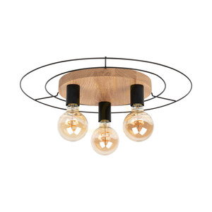 Chester Ceiling Light, 3xE27, Max. 60W, Oiled Oak/Black, Ø54 cm small 0