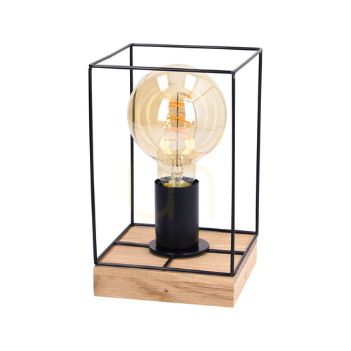 Check Gretter Table Lamp, 1xE27, Max. 25W, Oiled Oak/Black, 13.5 cm