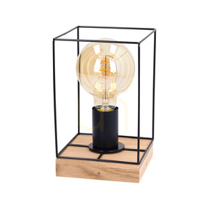 Gretter Table Lamp, 1xE27, Max. 25W, Oiled Oak/Black, 13.5 cm small 0