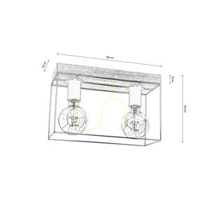 Gretter Ceiling Light, 2xE27, Max. 60W, Oiled Oak/Black, 35 cm small 1