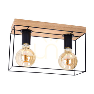 Gretter Ceiling Light, 2xE27, Max. 60W, Oiled Oak/Black, 35 cm small 0