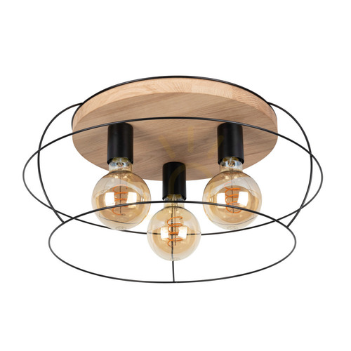 Check Chester Ceiling Light, 3xE27, Max. 60W, Oiled Oak/Black, Ø50 cm