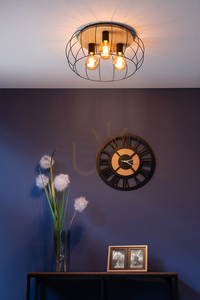 Chester Ceiling Light, 3xE27, Max. 60W, Oiled Beech/Black, Ø50 cm small 3