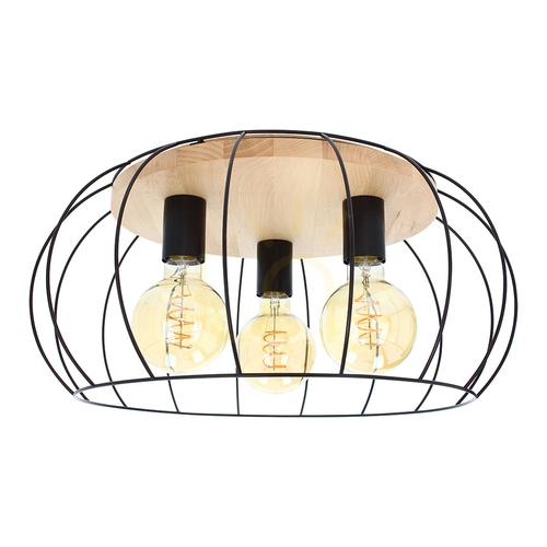 Check Chester Ceiling Light, 3xE27, Max. 60W, Oiled Beech/Black, Ø50 cm