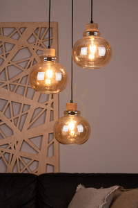 Serena Pendant Light 3xE27 Max. 60W Oiled Oak/Black PVC/Brown Ø40 cm small 3
