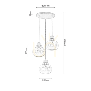 Serena Pendant Light 3xE27 Max. 60W Oiled Oak/Black PVC/Brown Ø40 cm small 4