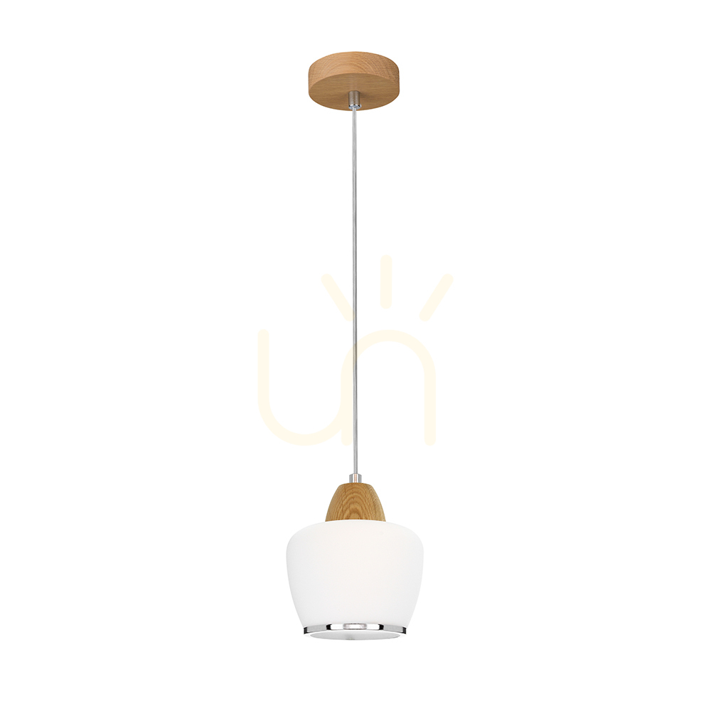 Rondas Pendant Light 1xE14 Max. 40W Oiled Oak/Clear/White/Chrome Ø10.3 cm