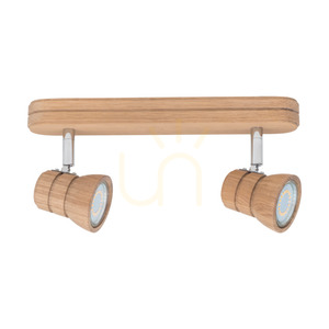 Tessa 2xGU10 LED 4.5W Ceiling Light, Oiled Oak, 29 cm small 1