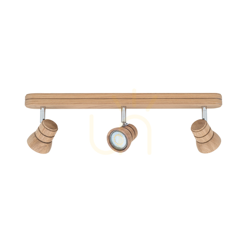 Check Tessa 3xGU10 LED 4.5W Ceiling Light, Oiled Oak, 49 cm