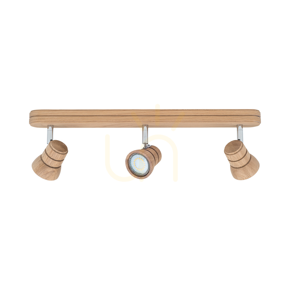 Tessa 3xGU10 LED 4.5W Ceiling Light, Oiled Oak, 49 cm