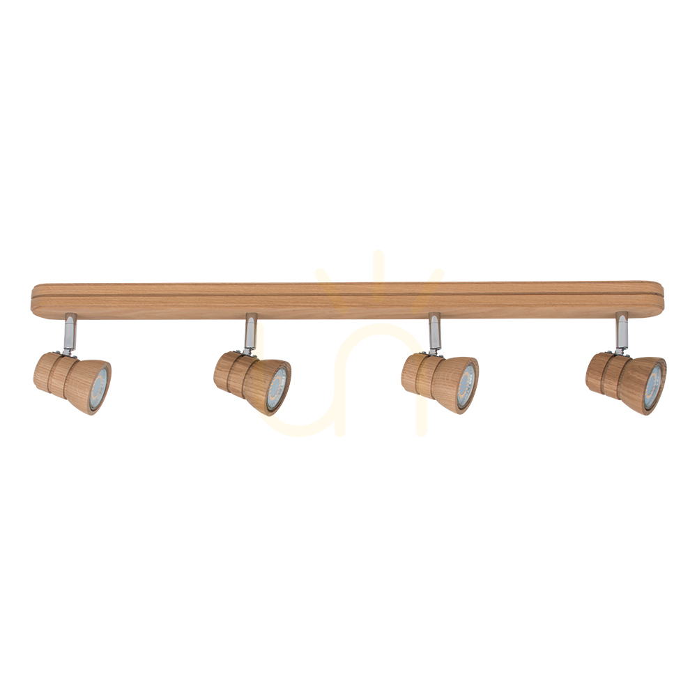 Tessa 4xGU10 LED Ceiling Light, 4.5W, Oiled Oak, 69 cm