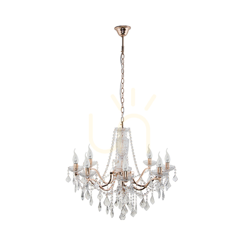 Check Odessa Pendant Light, 8xE14, Max. 40W, Gold/Clear, Ø71 cm