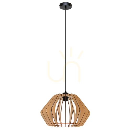 Check Hiroto Grand Pendant Light 1xE27 Max. 15W Black/Black/Birch Ø40 cm