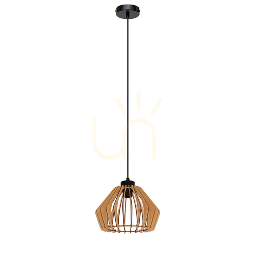 Check Hiroto Pendant Light 1xE27 Max. 15W Black/Black/Birch Ø28.5 cm