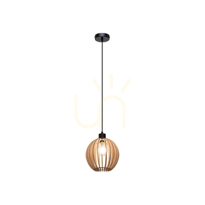 Shiro Pendant Light 1xE27 Max. 15W Black/Black/Birch Ø23 cm small 1