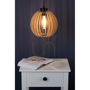 Shiro Pendant Light 1xE27 Max. 15W Black/Black/Birch Ø23 cm small 2