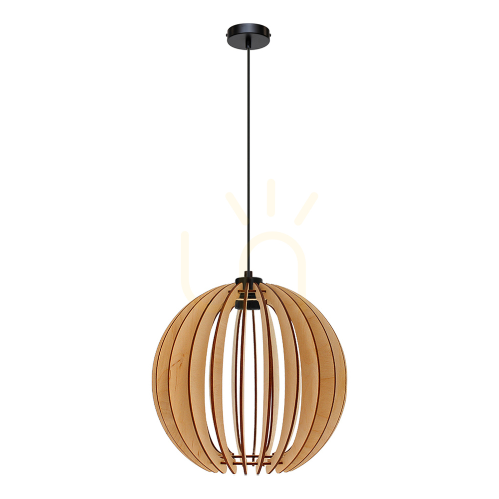 Shiro Pendant Light 1xE27 Max. 15W Black/Black/Birch Ø50 cm