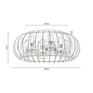 Shiro Ceiling Light, 4xE27, Max. 15W, Black/Birch, Ø60 cm small 3