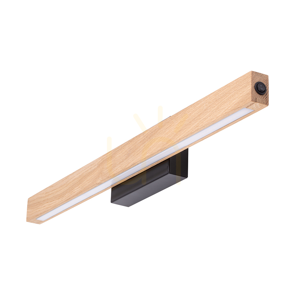 Valjevo Wall Sconce, Includes 2x 17.5W LEDs, Black/Oiled Oak/Side Switch, 60 cm