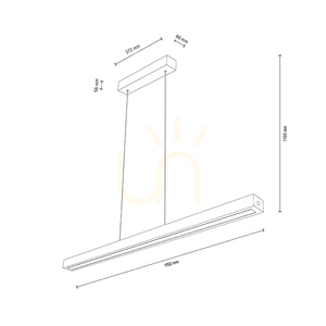 Valjevo U&amp;D Pendant Light, Includes 1x 36W LED, Black/Oiled Oak, Touch Dimmer, 115 cm small 2