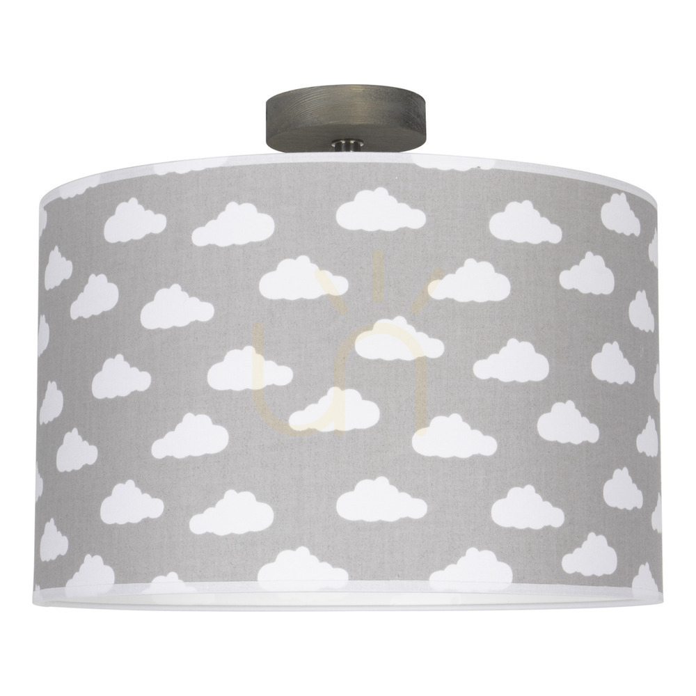 Fiete Ceiling Light, 1xE27, Max. 60W, Stained Pine, Gray/Chrome/Gray-White, Ø38 cm