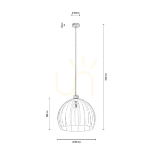 Caro Pendant Light, 1xE27, Max. 60W, Oiled Oak/White, Ø49 cm small 1