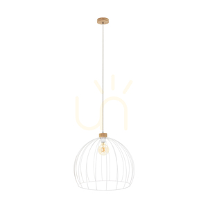 Caro Pendant Light, 1xE27, Max. 60W, Oiled Oak/White, Ø49 cm small 0