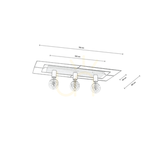 James Ceiling Light, 3xE27, Max. 60W, Oiled Oak/Black, 78 cm small 1
