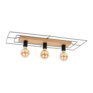 James Ceiling Light, 3xE27, Max. 60W, Oiled Oak/Black, 78 cm small 0
