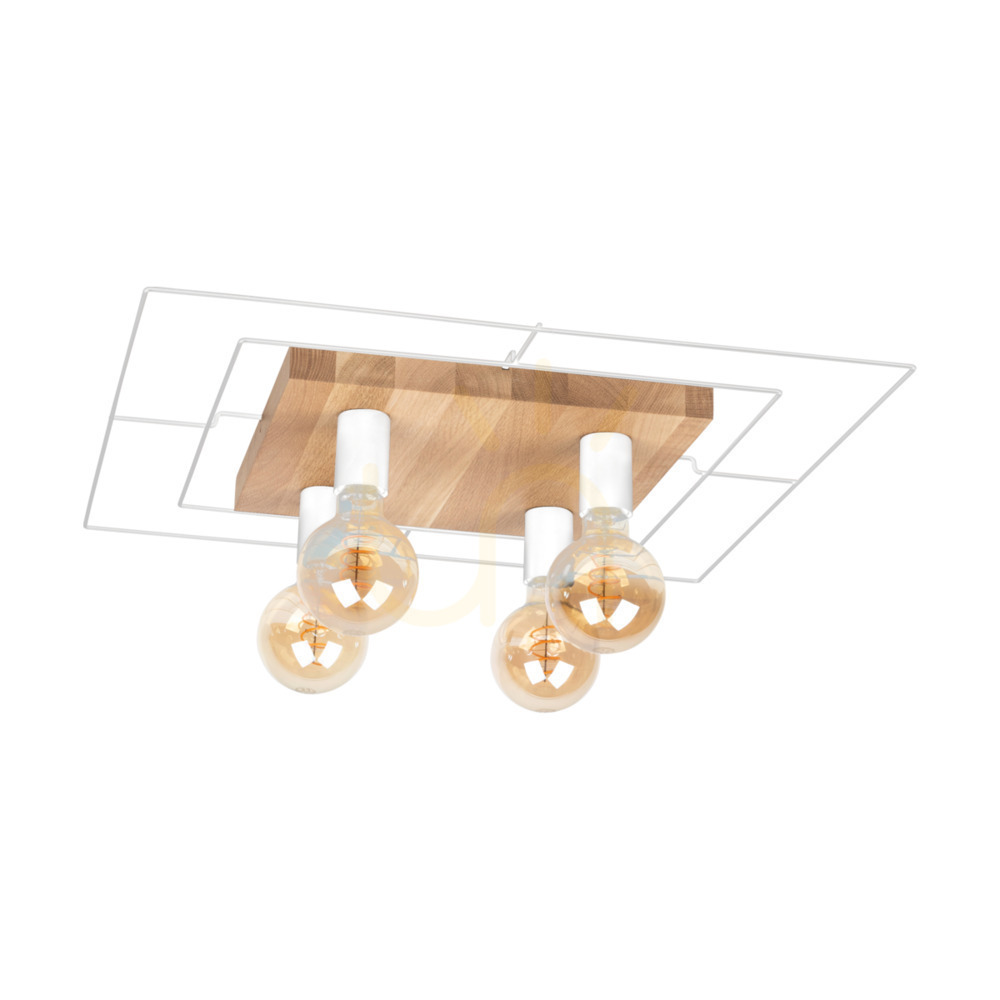 James Ceiling Light 4xE27 Max. 60W Oiled Oak/White 58 cm