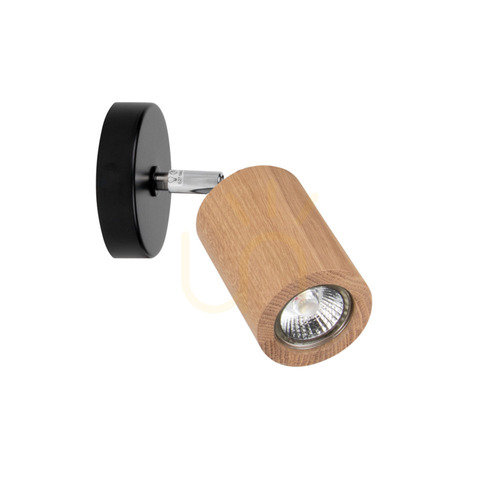 Check Matti Wall Sconce, Includes 1 GU10 Socket, Max. 5W, Black/Oiled Oak, 17 cm
