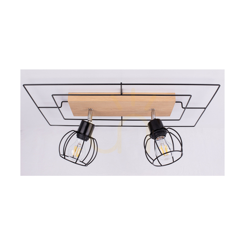 Check Sombor Ceiling Light, 2 x E27, Max. 60W, Oiled Oak/Black, 58 cm