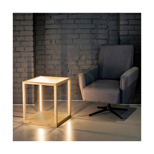 Tavoli Glass 1xLED Side Table, 27W, Oiled Oak/Frosted/Touch Dimmer, 45.5 cm small 1