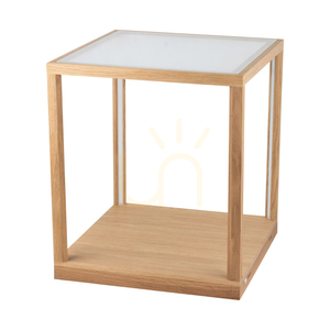 Tavoli Glass 1xLED Side Table, 27W, Oiled Oak/Frosted/Touch Dimmer, 45.5 cm small 0