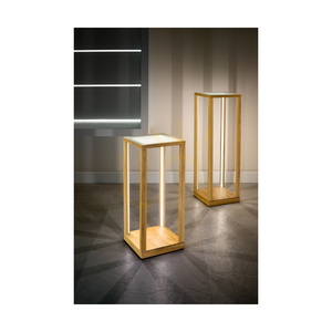 Tavoli Glass 1xLED Side Table, 33W, Oiled Oak/Black/Frosted Glass/Touch Dimmer, 25 cm small 1