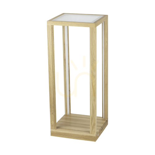 Check Tavoli Glass 1xLED Side Table, 33W, Oiled Oak/Black/Frosted Glass/Touch Dimmer, 25 cm
