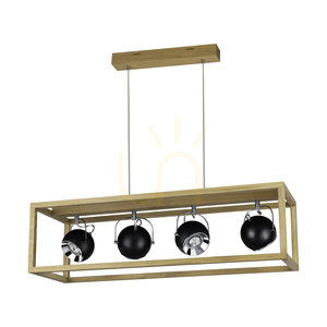 Roy Pendant Light, Includes 4x 5W GU10 LEDs, Oiled Oak/Clear/Black, 90 cm small 0