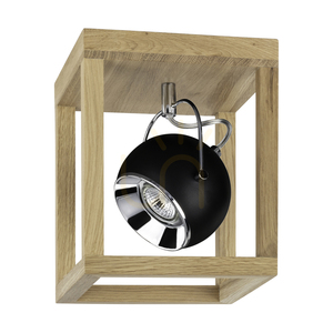 Roy Ceiling Light, Includes 1x 5W GU10 LED Bulb, Oiled Oak/Black, 20 cm small 0