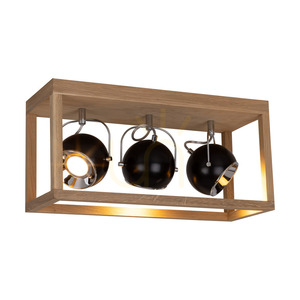 Roy Ceiling Light, Includes 3x 5W GU10 LEDs, Oiled Oak/Black, 52 cm small 1