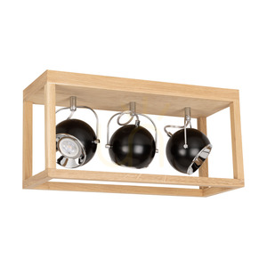 Roy Ceiling Light, Includes 3x 5W GU10 LEDs, Oiled Oak/Black, 52 cm small 0