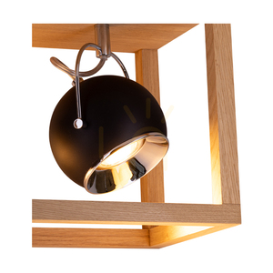 Roy Ceiling Light, Includes 4x 5W GU10 LEDs, Oiled Oak/Black, 68 cm small 1