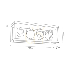 Roy Ceiling Light, Includes 4x 5W GU10 LEDs, Oiled Oak/Black, 68 cm small 2